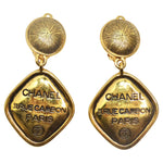 Chanel 31 Rue Cambon CC Gold Tone Clip On Drop Earrings