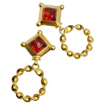 Karl Lagerfeld 1980s Gold Plated Red Stone Dangle Earrings