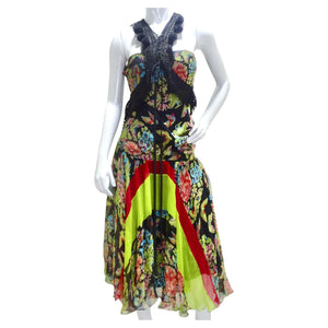 John Galliano F/W 2002 Esquimeau Printed Silk Bias Cut Dress