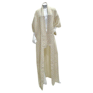 1970s Handmade Japanese Ivory Cotton Long Kimono