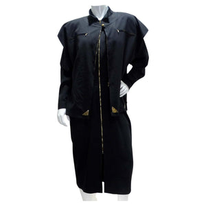 Jean Claude De Luca 1980s Black Utility Dress and Vest Set