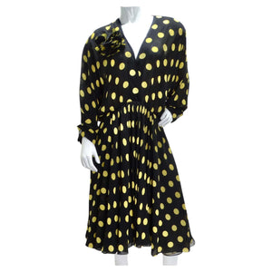 Yves Saint Laurent 1980s Polka Dot Dress & Brooch Set Vintage by Misty Yves Saint Laurent 1980s Polka Dot Dress & Brooch Set Vintage by Misty
