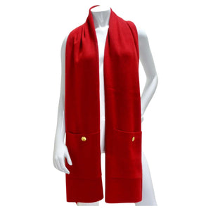 Chanel 90s Red Cashmere Pocket Scarf