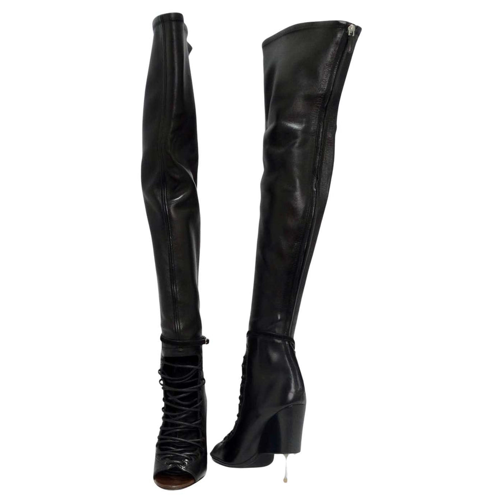 Givenchy Nunka Leather Thigh High Boots Black
