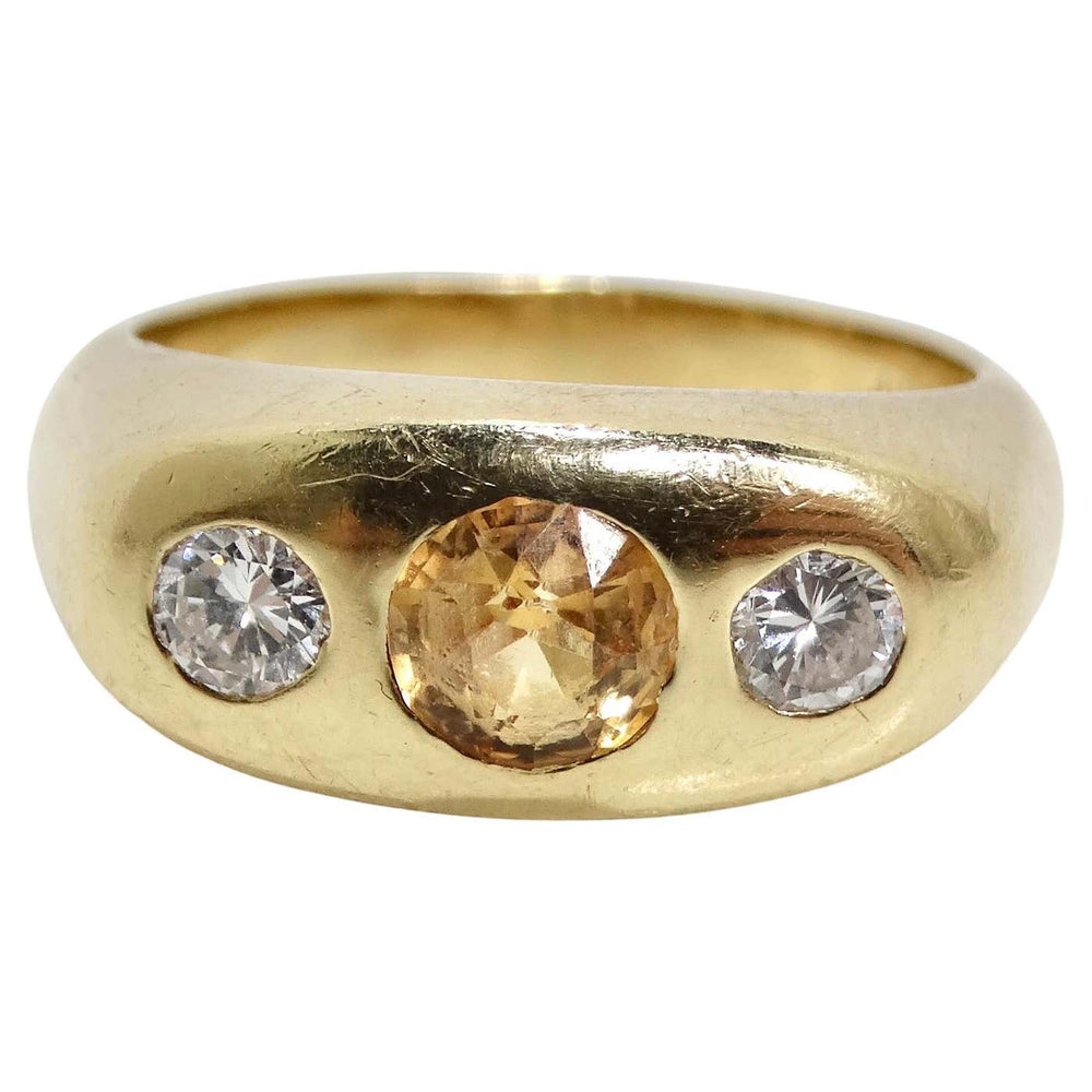 14K Solid Gold Diamond Sapphire Ring