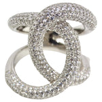 1990s Swarovski Crystal Silver Chanel Inspired Ring