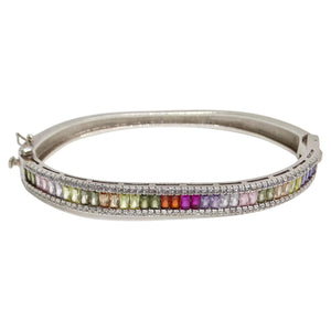1990s with the Vintage Multicolor Rhinestone Silver Bracelet