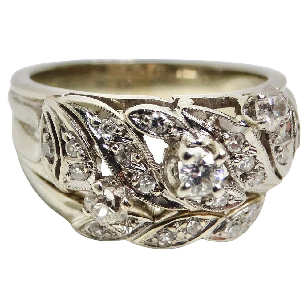 Art Deco Platinum Diamond Cocktail Ring