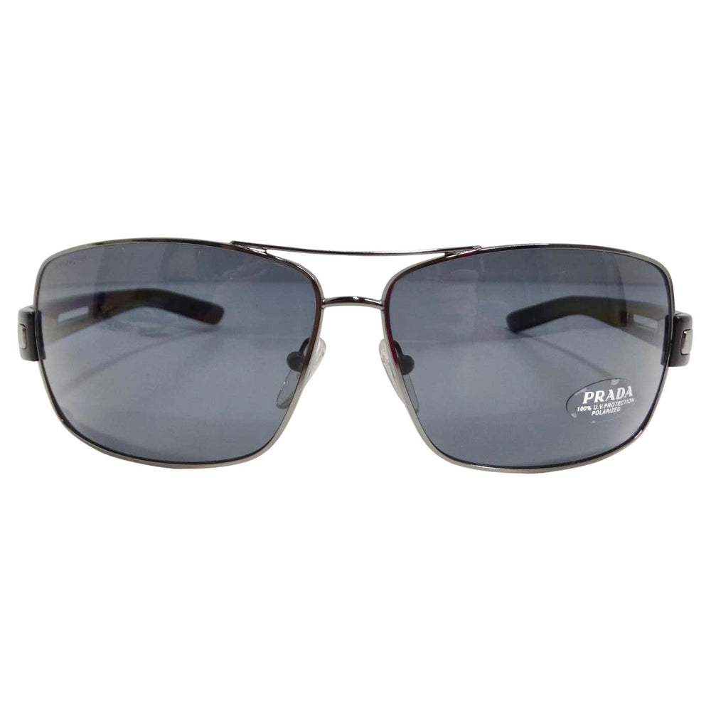 Prada 1990s Black Silver Tone Aviator Sunglasses
