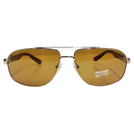 Prada 1990s Brown Gold Tone Aviator Sunglasses