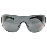 Prada 1990s Matte Black Shield Sunglasses