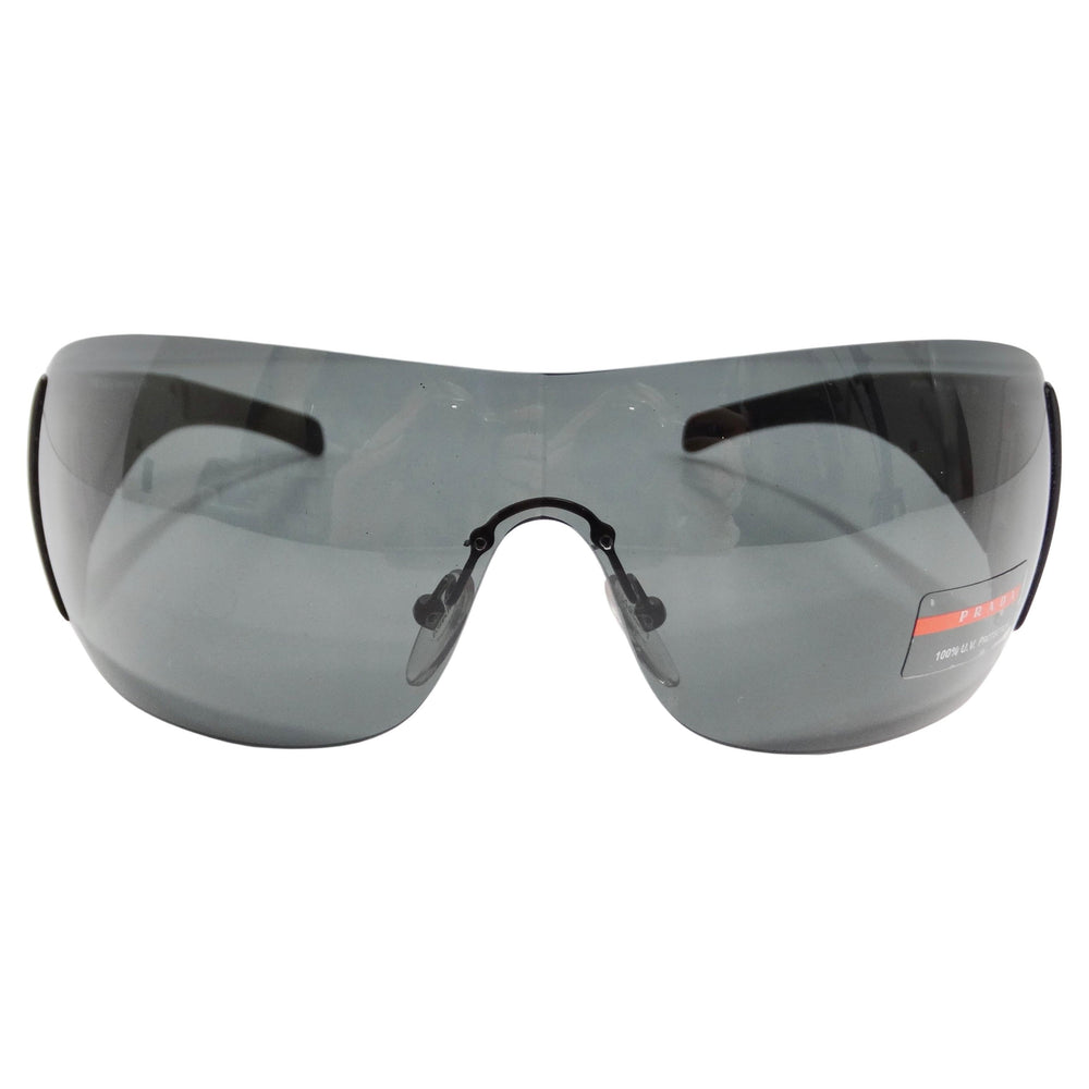 Prada 1990s Matte Black Shield Sunglasses – Vintage by Misty
