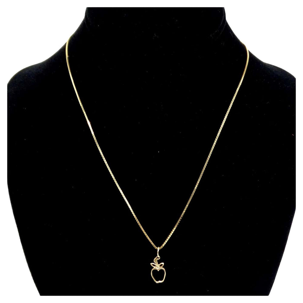 14K Solid Gold Apple Pendent Necklace