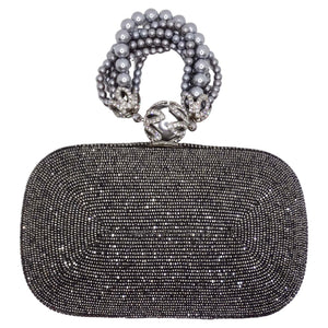 Crystal Embellished Faux Pearl Clutch Bag