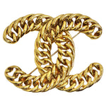 Chanel 1980s 24K Gold Plated CC Chain Brooch