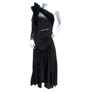 Lanvin Haute Couture 1980s Velvet Bias Cut Black Gown Lanvin Haute Couture 1980s Velvet Bias Cut Black Gown