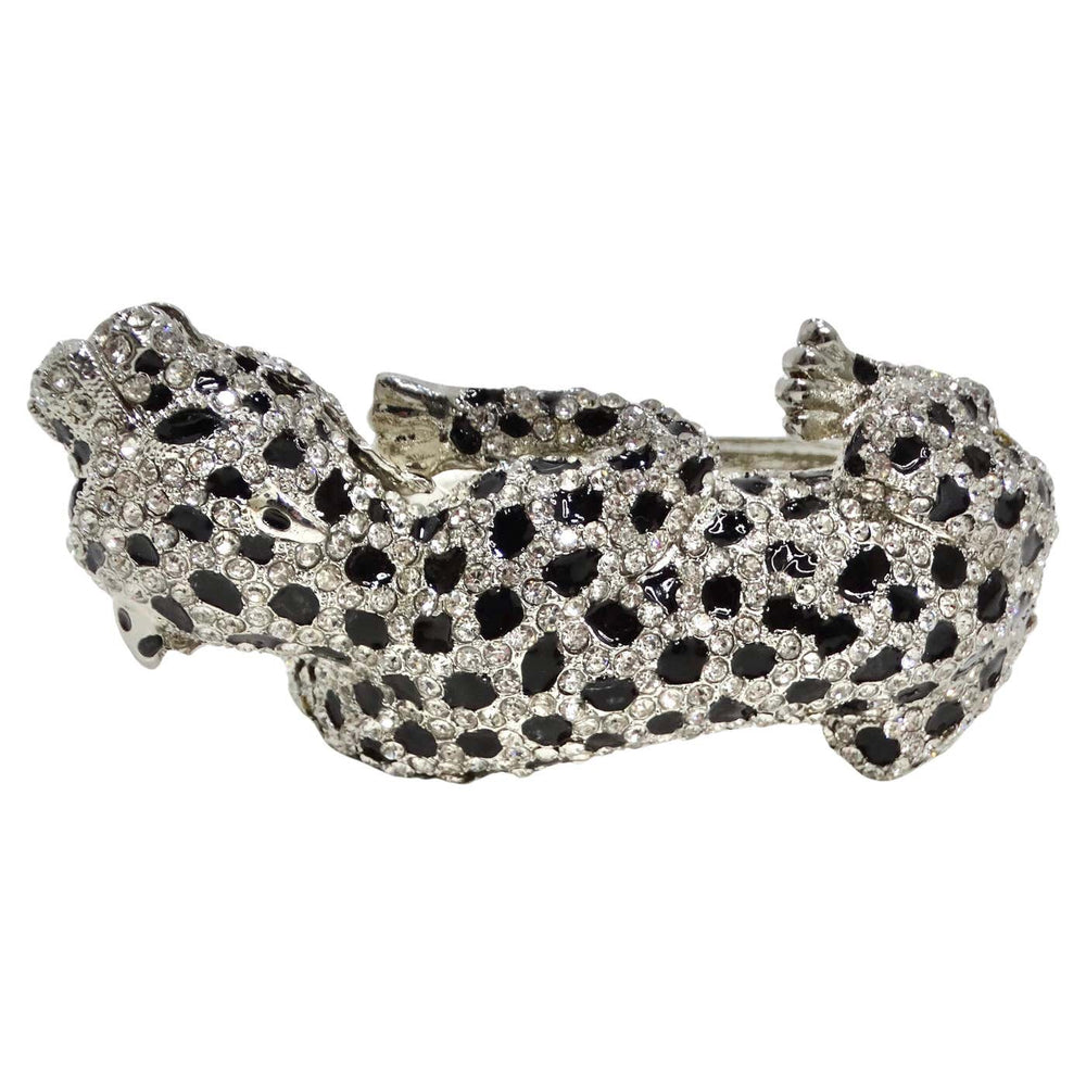 1990s Cartier Inspired Rhinestone Panther Cuff Bracelet