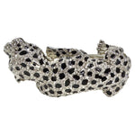 1990s Cartier Inspired Rhinestone Panther Cuff Bracelet