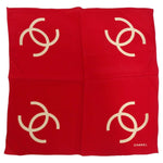 Chanel 1990s Red Silk Printed Petite Scarf