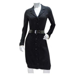 Chanel 2004 Black Button Up Collared Dress and Belt