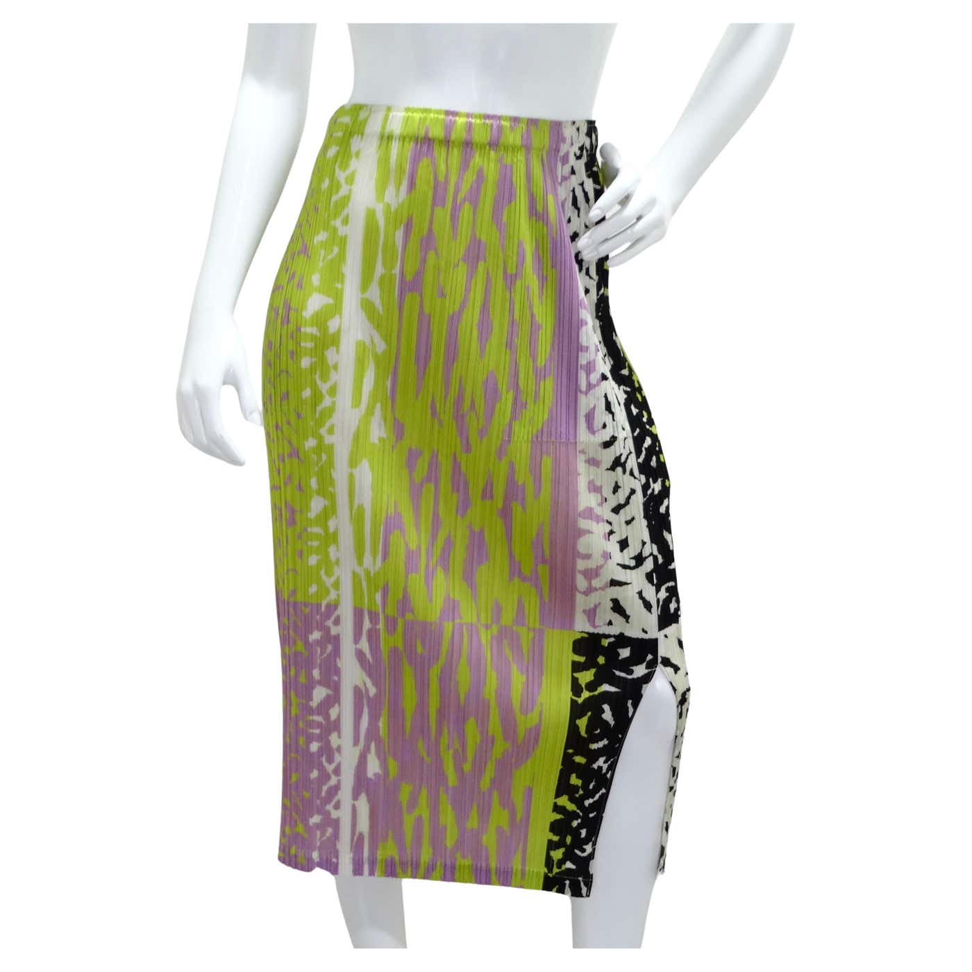 スカート PLEATS PLEASE all over pattern skirt Issey Miyake 1990s Pleats Please Multicolor Midi Skirt