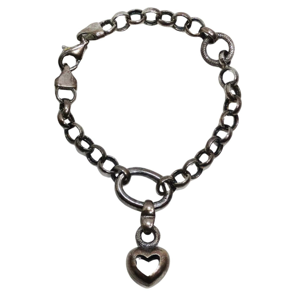 1970s Solid Silver Heart Charm Bracelet