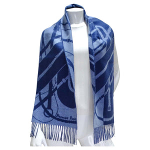 Hermes Blue Cashmere Scarf