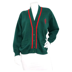 Gucci Green & Red Trim Cotton Logo Patch Cardigan circa 1980s
