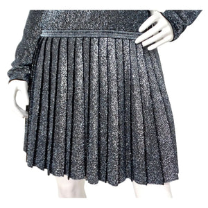 Chanel Metallic Pleated Long-Sleeve Dress