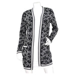 Chanel Grey & White Interlocking CC Logo Knit Cardigan