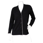 Fendi Black Zucca Monogram Knit V-Neck Cardigan