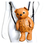 MCM Cognac Calfskin Visetos Bear Zoo Doll Backpack