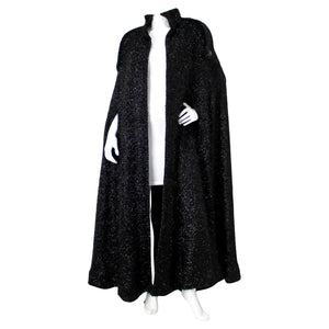 Chanel Black & Navy Metallic Wool Blend Cape 2019