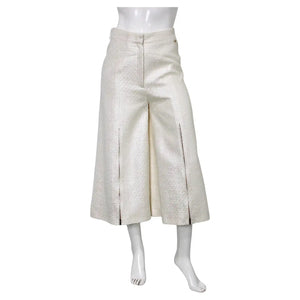 Chanel White Iridescent Tweed Wide Leg Trousers