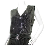 Balmain Black & Silver Beaded Sequin Embellished Jumpsuit