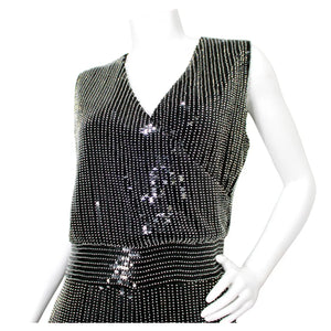Balmain Black & Silver Beaded Sequin Embellished Jumpsuit