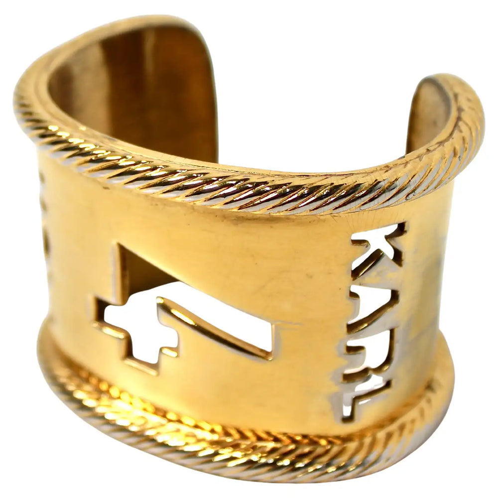 Karl Lagerfeld "Karl 4 Now" Gold-Tone Cuff Bracelet circa 1990s