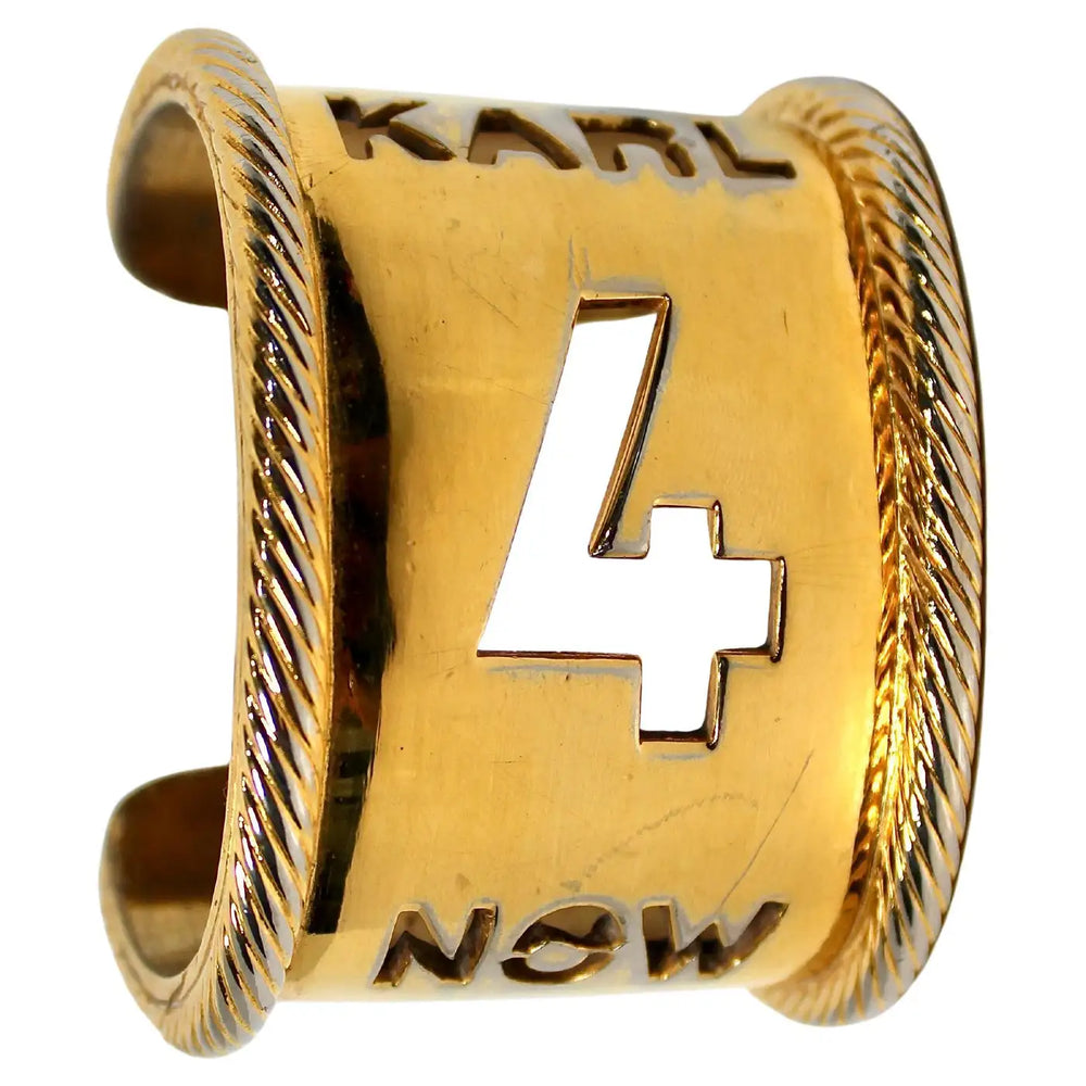 Karl Lagerfeld "Karl 4 Now" Gold-Tone Cuff Bracelet circa 1990s