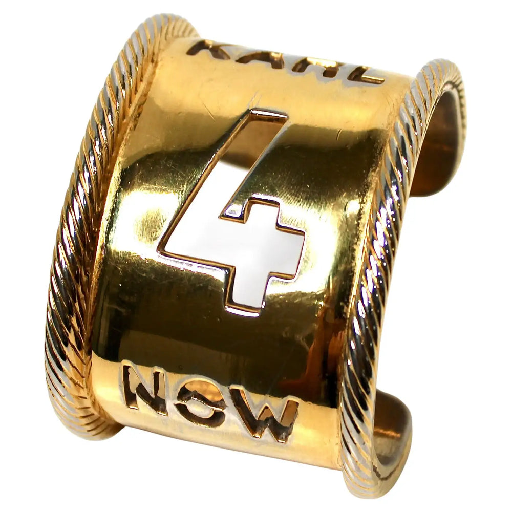 Karl Lagerfeld "Karl 4 Now" Gold-Tone Cuff Bracelet circa 1990s