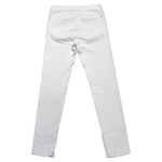 Chanel White Quilted Felt Denim High Rise Skinny Jeans With Zipper Details