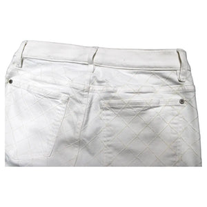 Chanel White Quilted Felt Denim High Rise Skinny Jeans With Zipper Details