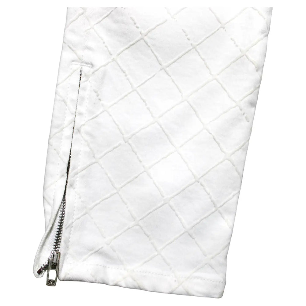 Chanel White Quilted Felt Denim High Rise Skinny Jeans With Zipper Details