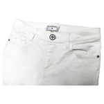 Chanel White Quilted Felt Denim High Rise Skinny Jeans With Zipper Details