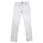 Chanel White Quilted Felt Denim High Rise Skinny Jeans With Zipper Details