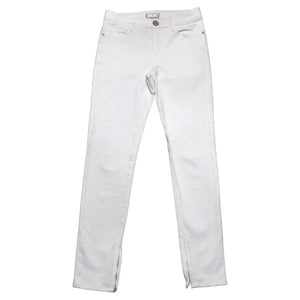 Chanel White Quilted Felt Denim High Rise Skinny Jeans With Zipper Details