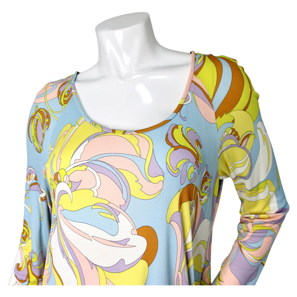 Emilio Pucci Blue Aruba Print Jersey Long-Sleeve Vintage Maxi Dress – Vintage by Misty