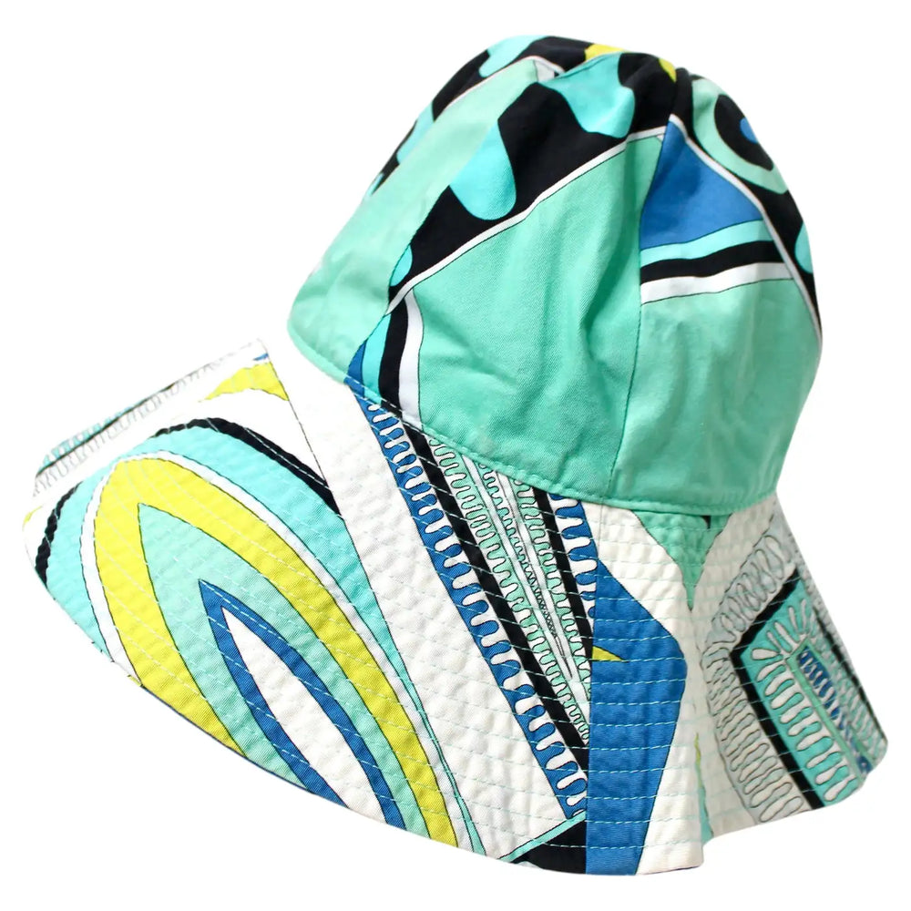 Emilio Pucci Blue Print Cotton Vintage Bucket Hat – Vintage by Misty