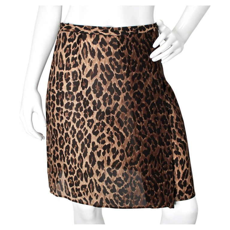 D&G Dolce & Gabbana Leopard Print Silk Skirt circa 1990s – Vintage