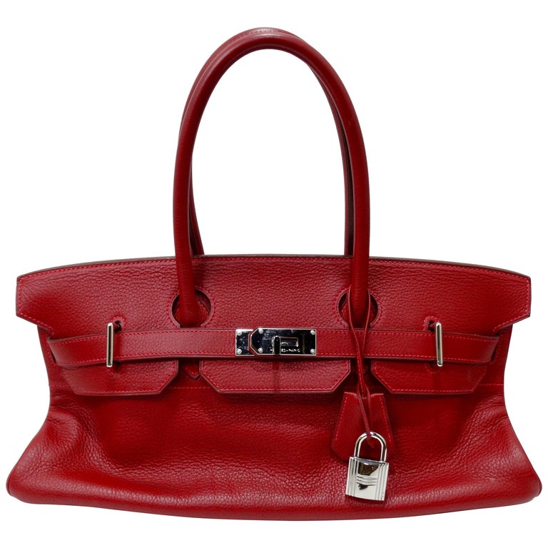 Hérmes 42cm Rouge Clemence JPG Shoulder Birkin – Vintage by