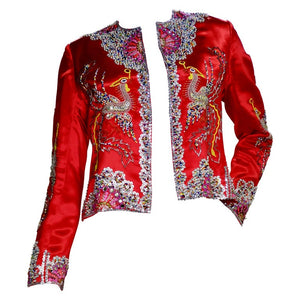 Dynasty 1960s Beaded Phoenix Satin Jacket